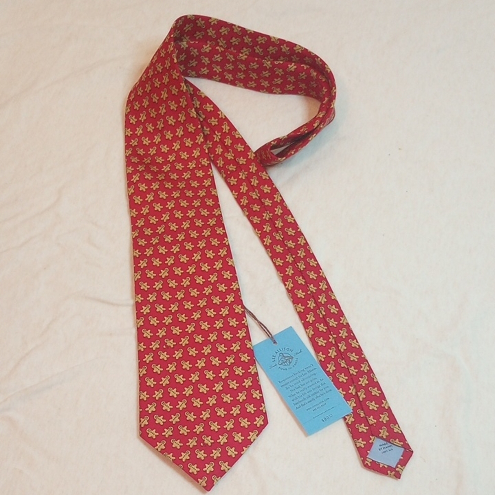 Lee Allison Handmade Men's Tie, Gingerbread Men NWT
